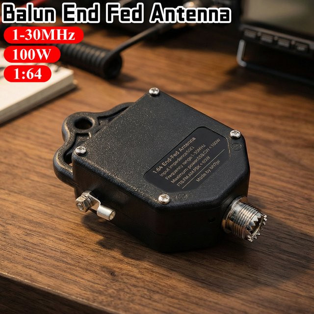 APWIKOGER 1:64 Balun End-Fed-Antenne für 4-Band und 8-Band, Tragbare HF-Antenne für den Außenbereich, Schwarz - Bild 1