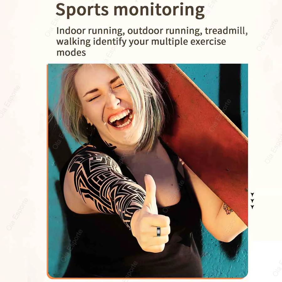 Ola Esporte Smart Ring 2026 in Gold mit Herzfrequenz-, Blutdruck- und Sauerstoffüberwachung, 5ATM wasserdicht, kompatibel mit iOS und Android, Unisex - Bild 4