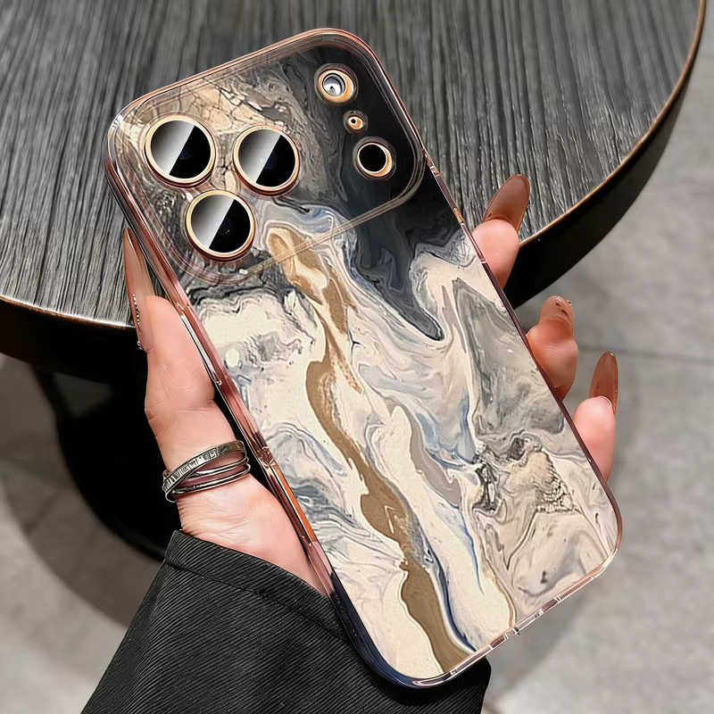 MOESOE Handyhülle mit Marmormuster für iPhone 17e 17 16 15 14 13 Pro Max 17 Pro, stoßfeste transparente Silikon TPU Hülle, Multicolor - Bild 1