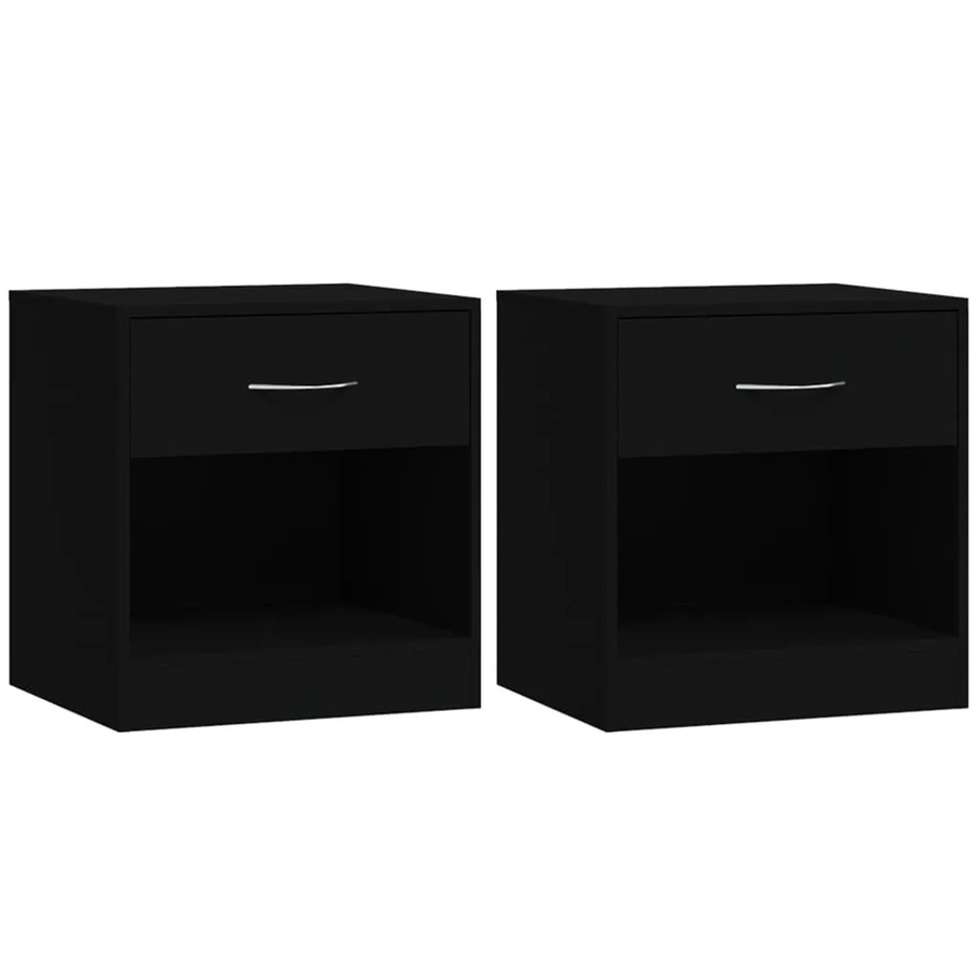 Set aus 2 vidaXL Nachttischen mit Schublade in Schwarz, modern und matt - Bild 2