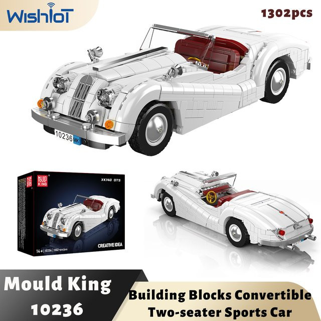Mould King 10236 Cabrio Zweisitzer-Sportwagen Bausteine Set in Weiß - Bild 1