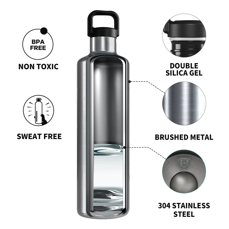 FEIJIAN Thermosbecher aus Edelstahl in Blau und Silber mit Stoffbeutel, 1750 ml - Bild 4
