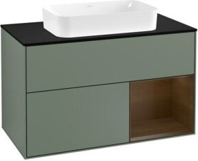 Villeroy & Boch Waschtischunterschrank Finion mit Abdeckplatte, Farbe Oliven, lackiert, B: 100 cm, T: 50,1 cm - Bild 1