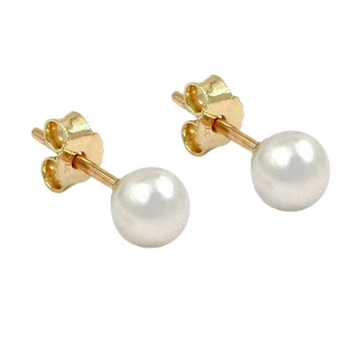 Colfem Ohrstecker 375 Gold, Weiß, Perle, 5mm - Bild 1