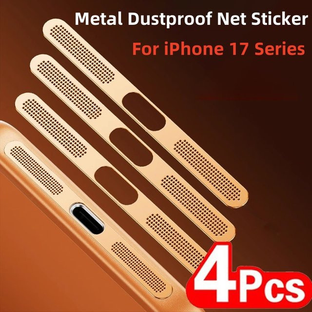 4er-Set Ultra Dünne Metall Anti-Staub-Netz Aufkleber für Apple iPhone 17 Pro Max und 17 Pro Air in Schwarz - Bild 1