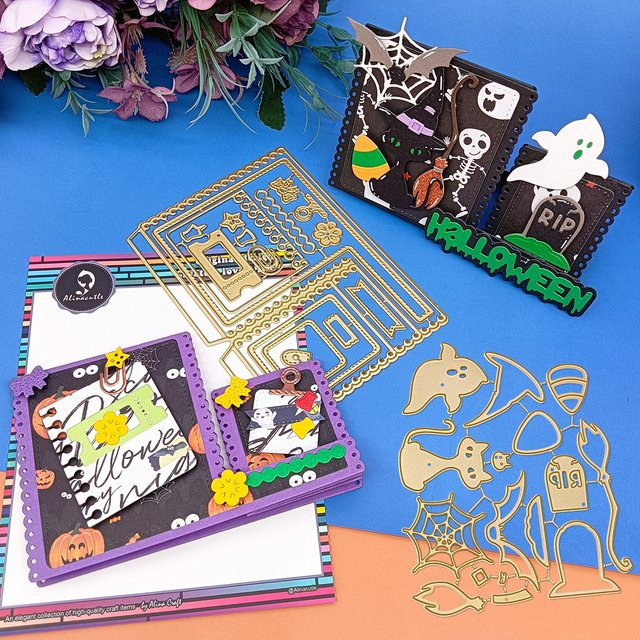 Alinacutle Metall-Stanzformen Geister-Katzen für Halloween und Weihnachten zum Basteln von Karten und DIY-Papierhandwerk - Bild 1