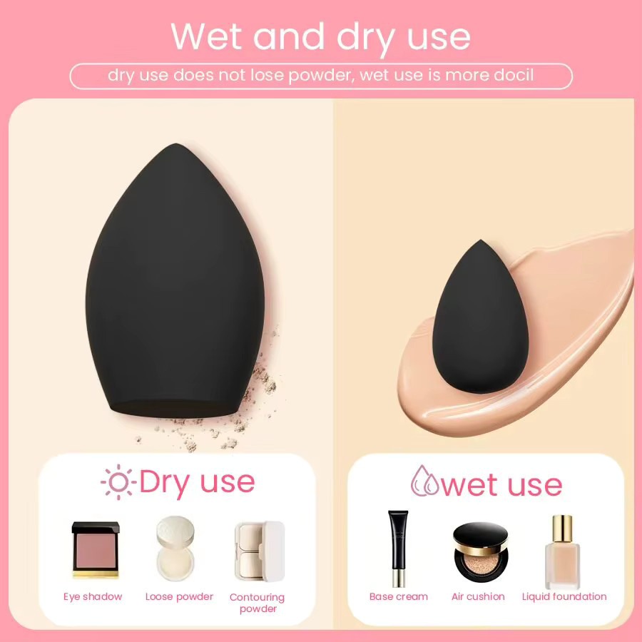 6er-Set Make-up-Schwamm, Schwarz, Oliven- und Wassertropfen-Design - Bild 2