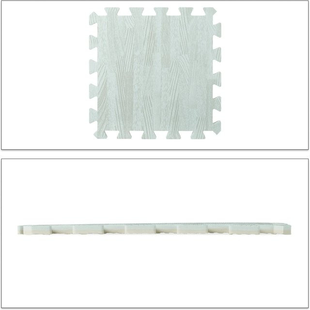 Relaxdays Bodenschutzmatte 9er Set aus EVA-Schaumstoff in Weiß mit Holzoptik, stoßdämpfend und schalldämmend, B/B: 31,5 x 31,5 cm - Bild 1