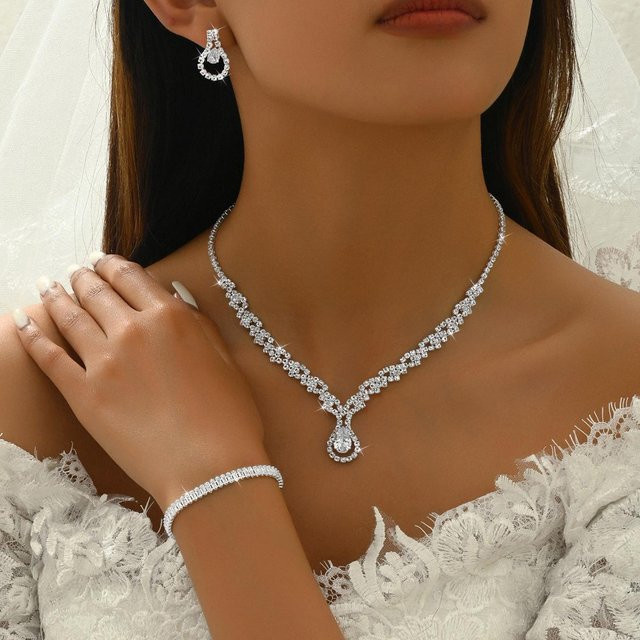 Lucky Star Jewelry Schmuck-Set, Messing, Silber, Zirkonia, Damen - Bild 1