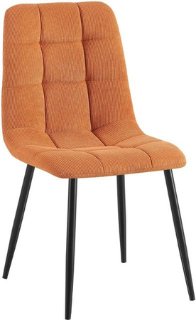 CLP Esszimmerstuhl Antibes gepolsterter Küchenstuhl mit Cordbezug und Metallgestell in Orange und Schwarz