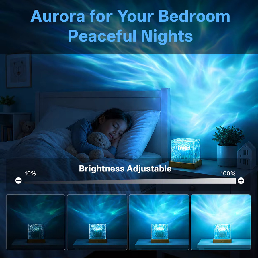 CENSHION Aurora Wasserwellen-Projektor Nachtlicht mit Touch-Fernbedienung, 16 Farben, Multicolor, wiederaufladbar - Bild 5