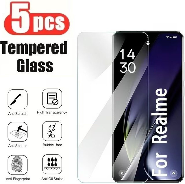 5er-Pack Gehärtetes Glas Display Schutzfolie für Realme A16S A15 A18 A53 A17 A54S A58 A52 A57 A80 A76 A78 A60 A96 A79 A92 A98 A72 in Transparent - Bild 1