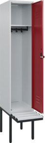 C+P Spind Classic PLUS Garderobenschrank mit Sitzbank, 1 Abteil, Lichtgrau, B/T/H: 212 x 40 x 81,5 cm - Bild 1