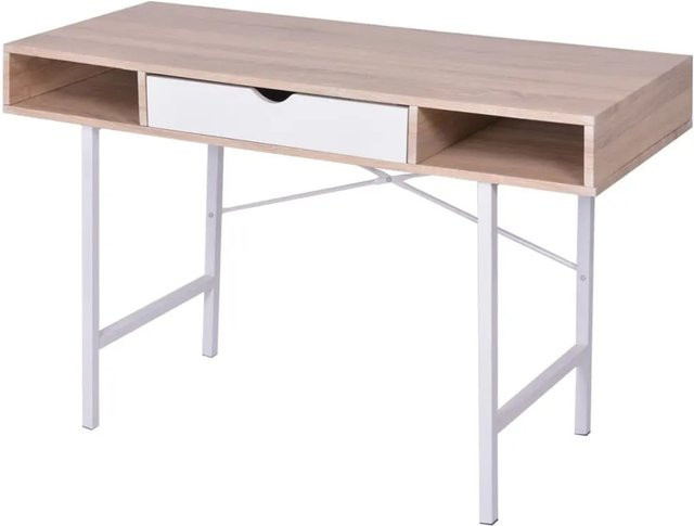 vidaXL Schreibtisch mit 1 Schublade in Eiche und Weiß für Heim und Büro - Bild 1