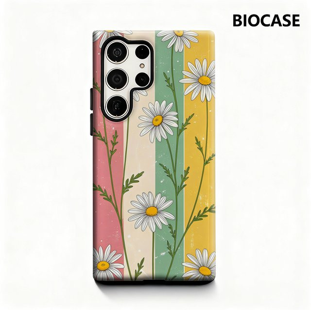 Daisy Stripes Handyhülle für Samsung Galaxy S25 Ultra, S24 und S23 Ultra Plus mit glänzender doppellagiger Rückseite in Multicolour - Bild 1