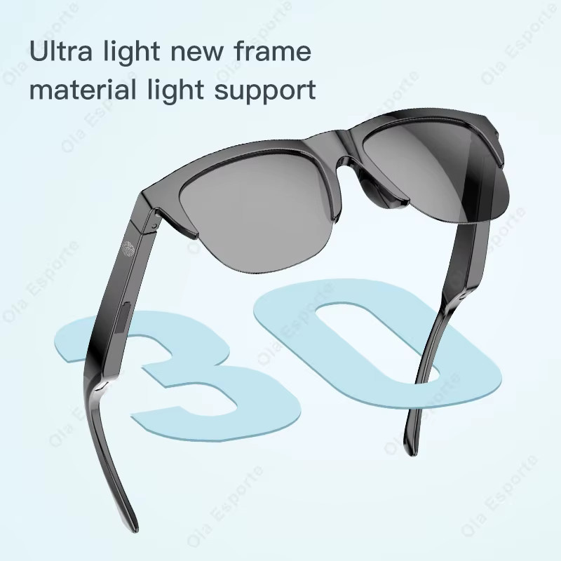 Ola Esporte KI-Smart-Brille mit Bluetooth-Anruffunktion und Musikwiedergabe, wasserdichte Sonnenbrille in Schwarz für Outdoor-Sport, Unisex - Bild 4