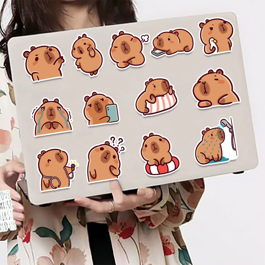 Kpustyle Cartoon Capybara Aufkleber Set, Mehrfarbig, Dekoration für Laptop, Notebook, Koffer und Tagebuch - Bild 5