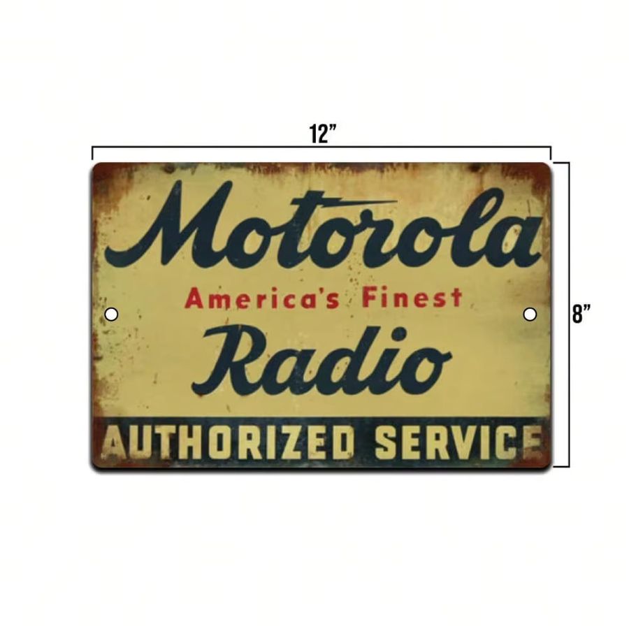 Motorola Radio Vintage Metallblechschild als Wanddekoration für Garage, Bar oder Mancave, B: 30,48 cm, H: 20,32 cm - Bild 2