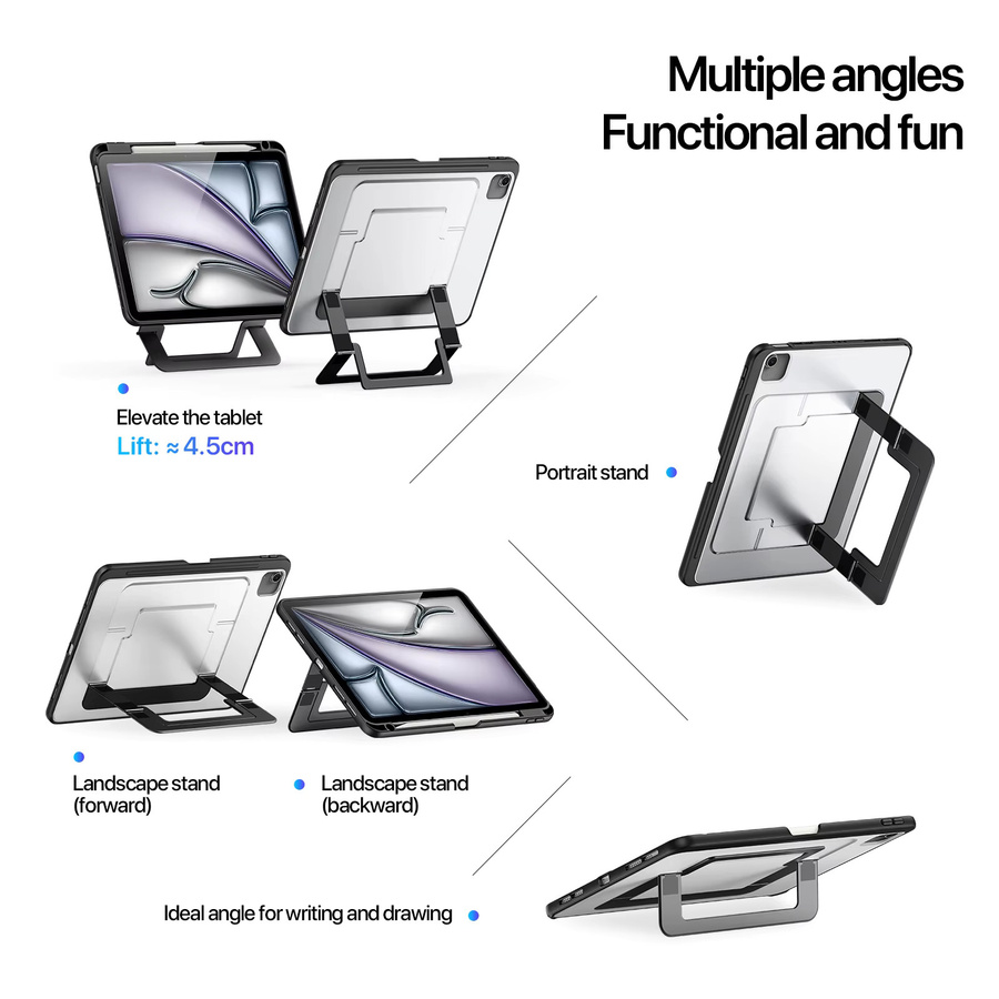 DUX DUCIS Legierung Standhülle für iPad Pro 11/13, iPad Air 11/13 (2024 2025), iPad 10./11. Generation und iPad Air 5/4 10,9 Zoll mit verstellbarer Standabdeckung in Schwarz - Bild 2