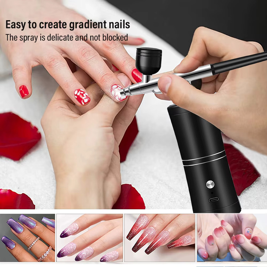 Peicon Airbrush-Nagelset mit Kompressor, Black, Unisex - Bild 5