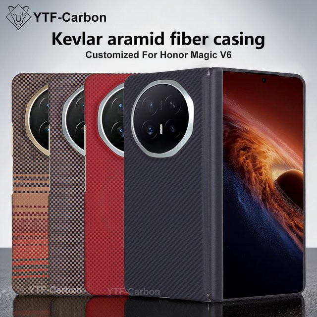 YTF Magnetische Aramid-Carbonfaser Hülle für Honor Magic V6 und Honor Magic V5 in Schwarz mit MagSafe Kompatibilität - Bild 1