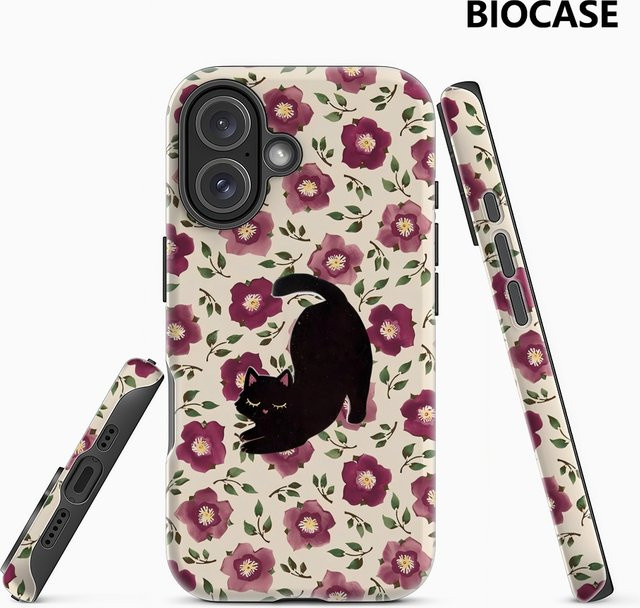 Potdemiel Handyhülle mit Katzen- und Kamelien-Design für iPhone 17 16 15 14 13 Pro Max Plus, robuste Doppel-Schicht-Hülle, Multicolor - Bild 1
