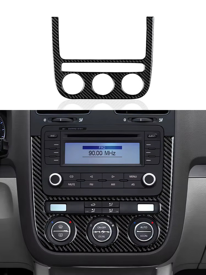 Hengyueshang Kohlefaser Innenaufkleber für VW Jetta V Golf V MK5 R32 GTI Plus Variante, Mittelkonsole CD und Klimaanlage Bedienplatte, Schwarz - Bild 5