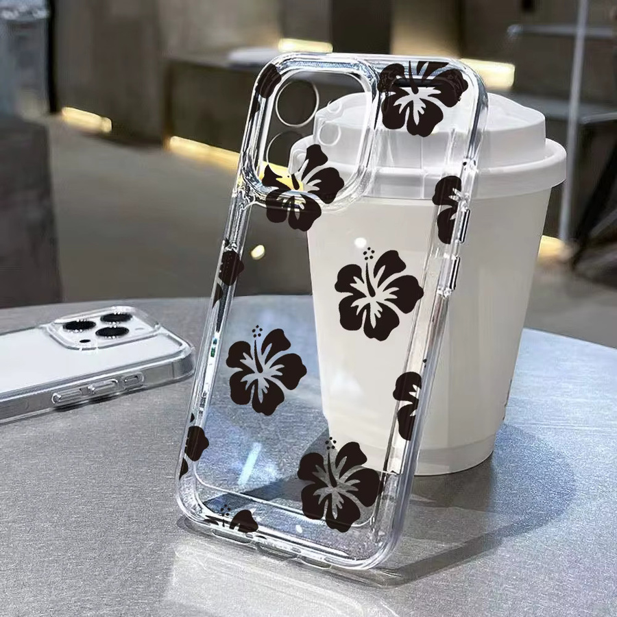 Transparente Handyhülle mit Blumenmuster für Apple iPhone 11, 12, 13, 14, 15, 16, 17 Pro Max und 17 Air, weiche Rückseite, Stoßfestes Design, Transparent - Bild 2