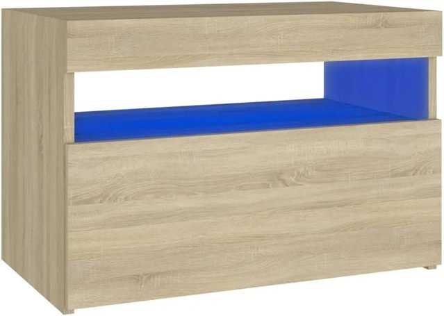 vidaXL Nachttisch mit integrierter LED-Leuchte in Sonoma-Eiche, modern, Farbe: beige, B/T/H: 60 x 35 x 40 cm - Bild 1