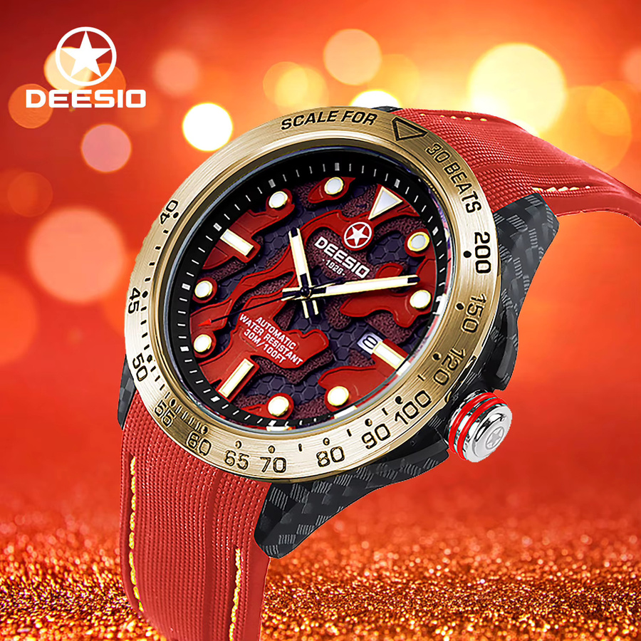 Deesio Armbanduhr Automatik, Silikonarmband, Schwarz, Herren - Bild 3