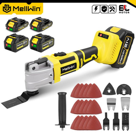 MELLWIN Bürstenloses oszillierendes Multifunktionswerkzeug mit 6 + 3 Gängen als Elektrosäge und Trimmer für Makita 18V Akku