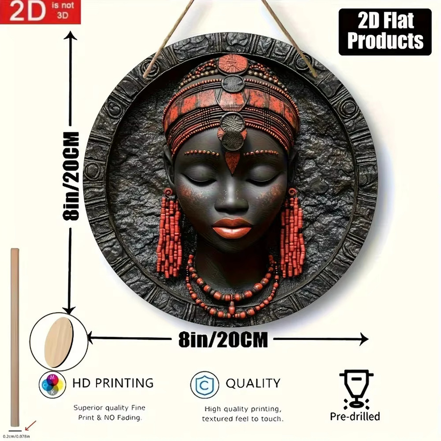 Handgefertigte afrikanische Maske aus Holz als ethnische Wanddekoration in Schwarz, B/H: 20,32 x 20,32 cm - Bild 2