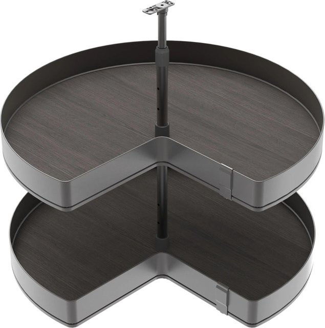 Emuca Harmony Set Drehbare Ablagen für Küchenschränke aus Stahl und Holz in Anthrazitgrau, Modulbreite: 80 cm - Bild 1