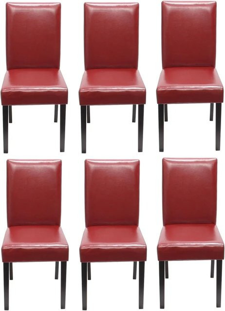 CHEFGASTRO Esszimmerstuhl 6er-Set in Rot mit Kunstleder und Buchenholzbeinen, B/T/H: 90 x 43 x 56 cm, Sitzhöhe: 45 cm - Bild 1
