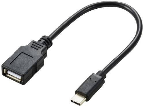 Renkforce USB 2.0 Adapterkabel mit USB-C Stecker auf USB-A Buchse, Schwarz, Länge: 0,15 m - Bild 1