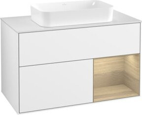 V&B Waschtischunterschrank Finion Wandbeleuchtung in Weiß lackiert, Breite: 100 cm, Tiefe: 60,3 cm - Bild 1