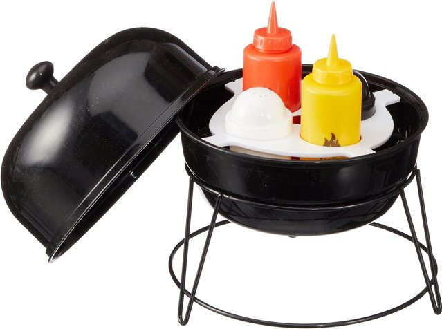 neuetischkultur Menagen Set Kugelgrill mit Ketchupflasche, Senfflasche sowie Pfeffer- und Salzspender - Bild 1
