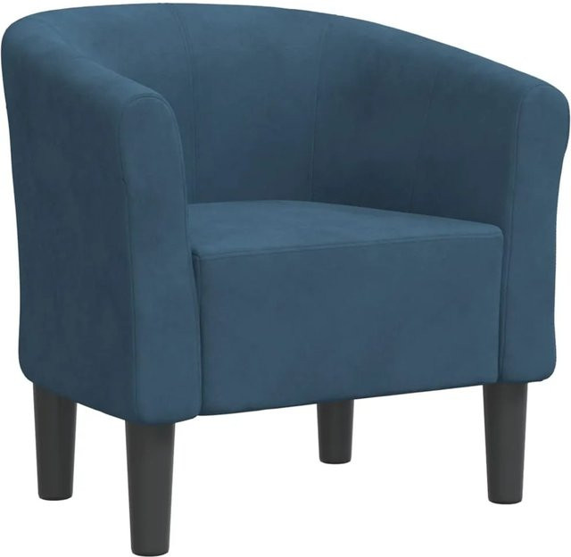 vidaXL Clubsessel Dunkelblau aus Samt mit Armlehnen und Holzgestell B/T/H: 56 x 39 x 68 cm - Bild 1