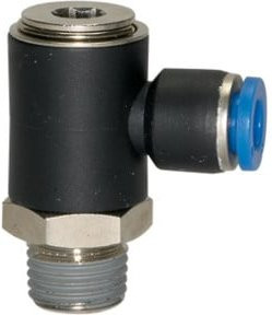 Riegler L-Steckverschraubung Blaue Serie, drehbar, Messing, Schwarz, R 1/8 a., Länge: 22,5 mm - Bild 1