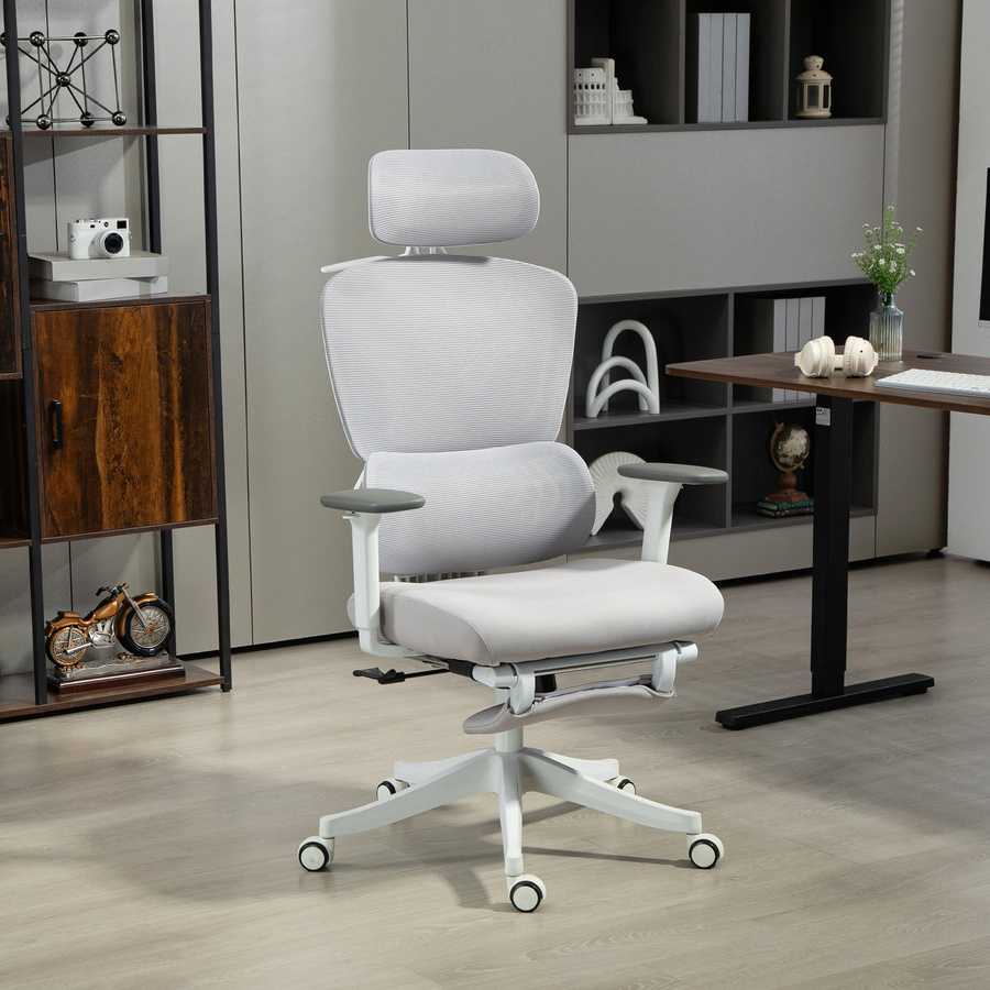 HOMCOM Ergonomischer Bürostuhl in Schwarz mit 3D-Armlehnen, verstellbarer Kopfstütze und Lendenwirbelstütze, B/T/H: 71 x 70 x 119 cm - Bild 2