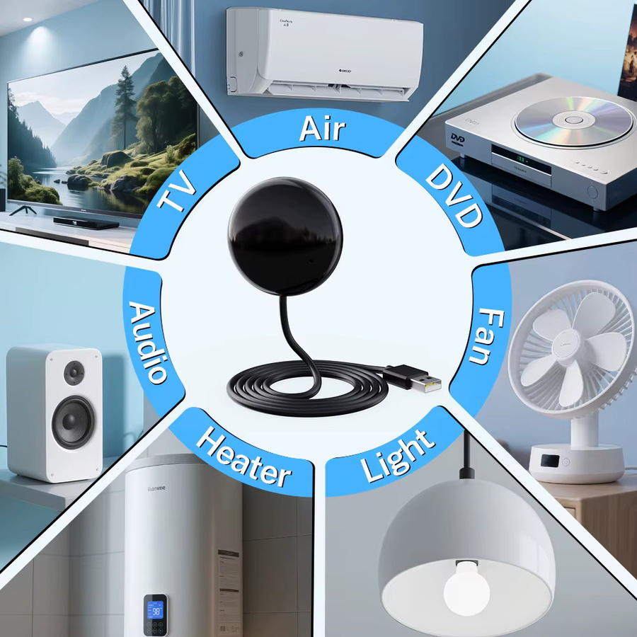 Tuya WiFi Smart IR-Fernbedienung zur universellen Steuerung von TV und DVD, kompatibel mit Alexa und Google Home, Schwarz - Bild 4