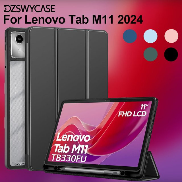 Transparente Schutzhülle für Lenovo Tab M11 11 Zoll 2024 mit Stifthalter und dreifach faltbarem Ständerfunktion - Bild 1