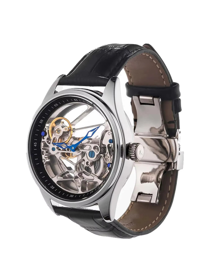 KIMSDUN Armbanduhr Automatik, Lederarmband, Schwarz, Herren - Bild 6