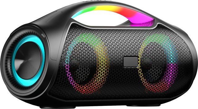 JTC-24 BoomBox30 Bluetooth Lautsprecher mit 30W Stereo, RGB LED Beleuchtung, USB, AUX und microSD in Schwarz - Bild 1