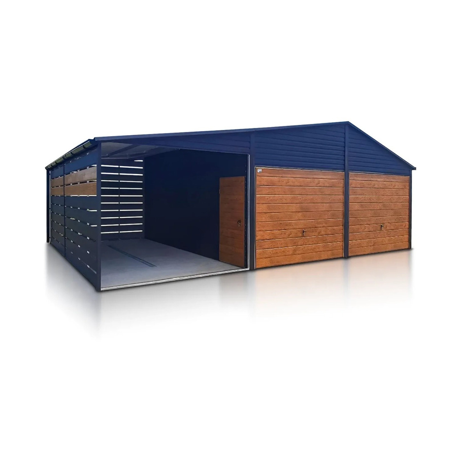Liderstal Doppelgarage Standard aus Trapezprofilblech mit Carport in Graphit, B/T/H: 600 x 500 x 320 cm - Bild 2