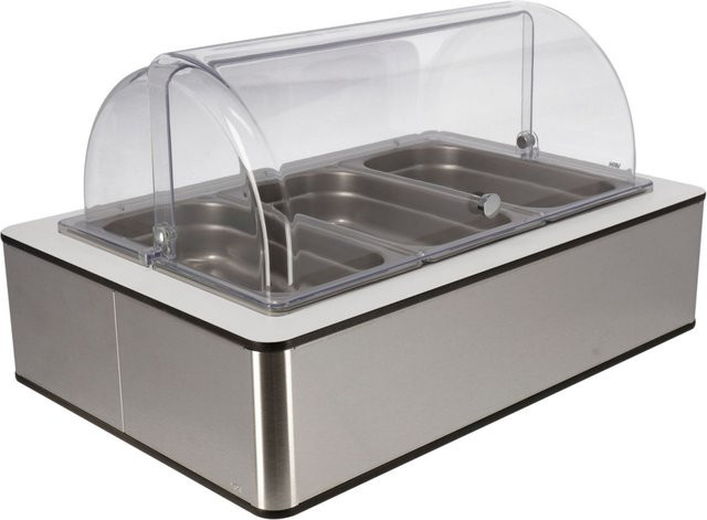 VEGA Buffetvitrine Fundale hoch mit 3x GN 1/3 und GN 1/1, Edelstahl, Weiß/Transparent, B: 42,5 cm, T: 63 cm, H: 33,9 cm - Bild 1