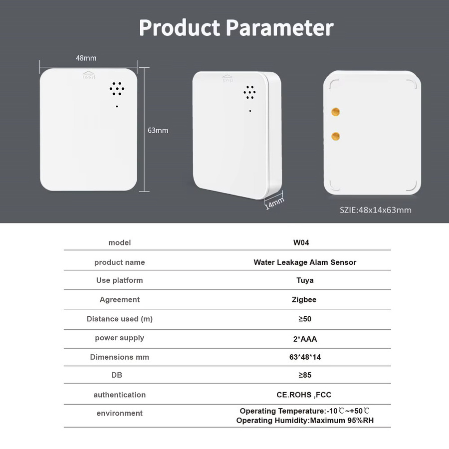 Lincukoo Tuya ZigBee3.0 Intelligenter Wasserleck-Sensor mit Sirenenalarm, Weiß - Bild 5