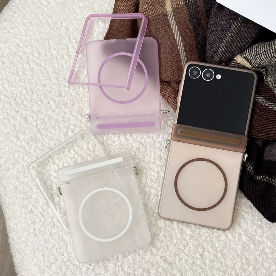 Matte magnetische Handyhülle für Samsung Z Flip 8 7 6 5 5G mit MagSafe Kompatibilität, stoßfest und ultradünn, Farbe: Schwarz - Bild 2
