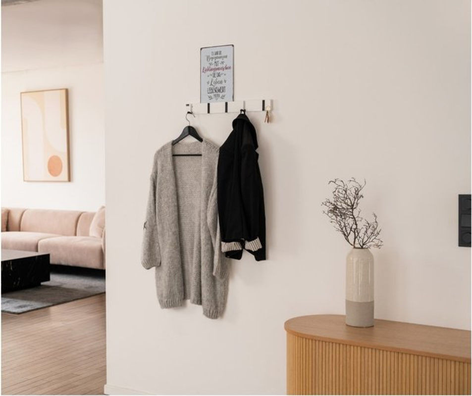 HOME DELUXE Wandgarderobe HOOK mit 5 Haken und Magneten in Weiß - Bild 1