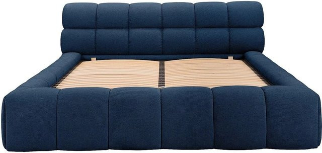 Vente-unique Bett Forvik mit Bettkasten in Marineblau mit Stoffbezug - Bild 1